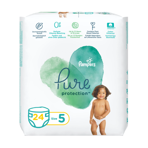 بامبرز حماية نقية رقم 5، 11+ كغ، 24 حفاضة